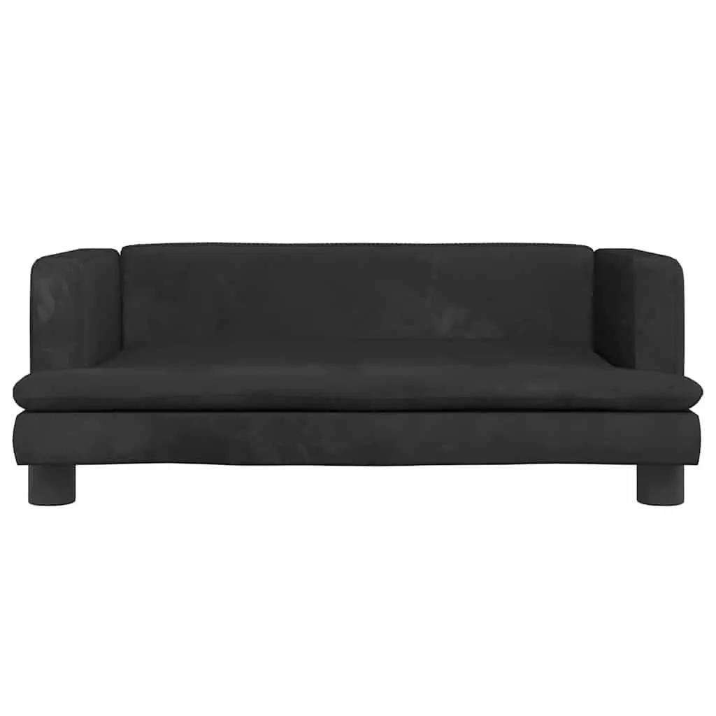 Dog Bed Black 80x45x30 cm Velvet Padded Foam Indoor Pet Sofa Couch