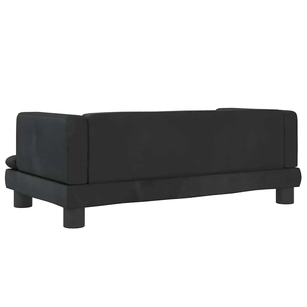 Dog Bed Black 80x45x30 cm Velvet Padded Foam Indoor Pet Sofa Couch