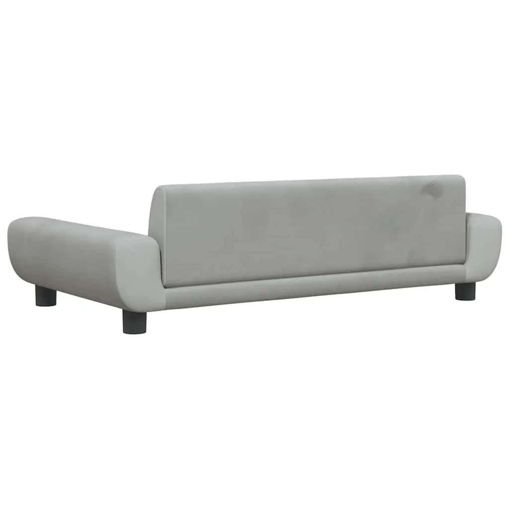 Dog Bed Light Grey Velvet Pet Sofa Cushion Couch Padded Foam Comfortable Rest