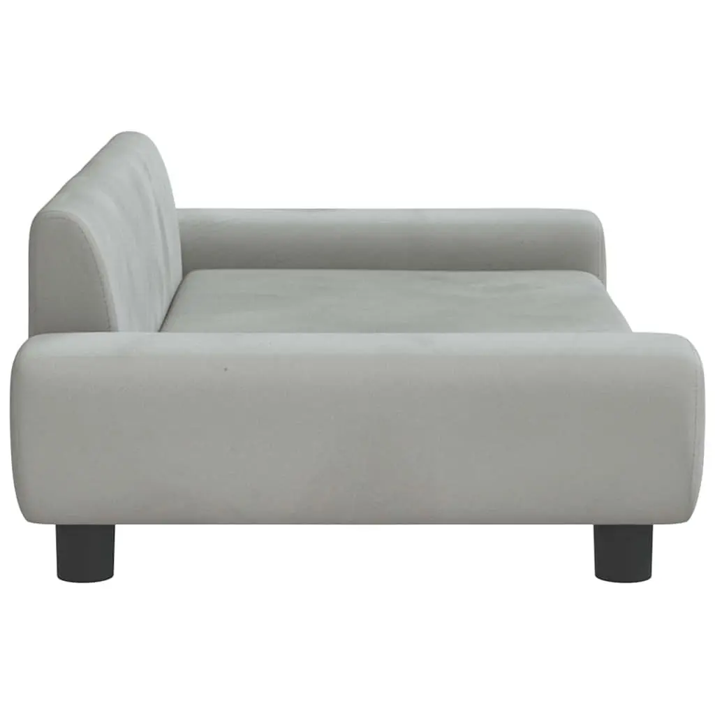 Dog Bed Light Grey Velvet Pet Sofa Cushion Couch Padded Foam Comfortable Rest