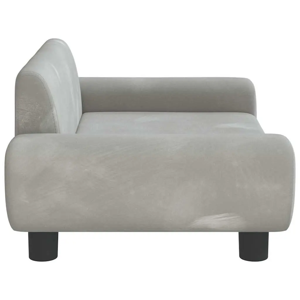 Dog Bed Light Grey Velvet Foam Padded Lounger
