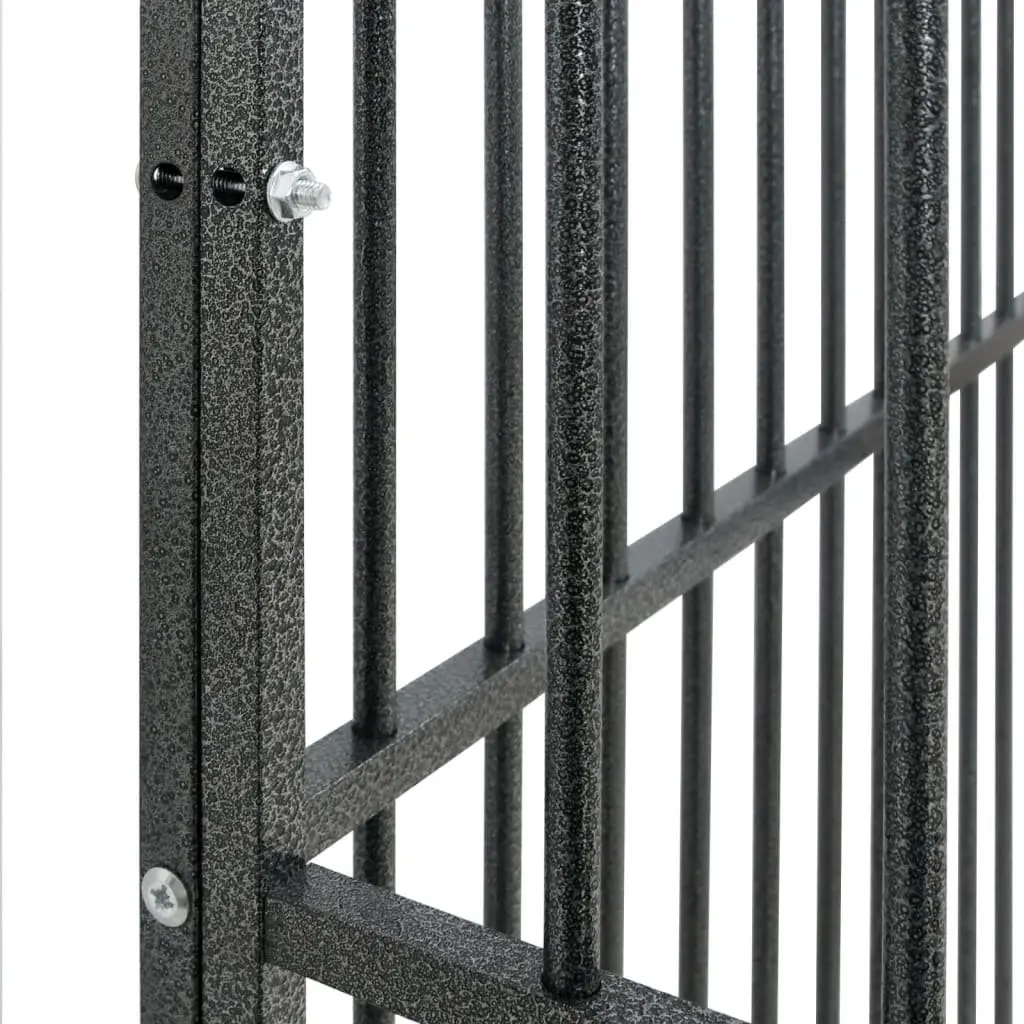 Dog Cage Black Galvanised Steel with Wheels Heavy-duty Construction Removable Trays