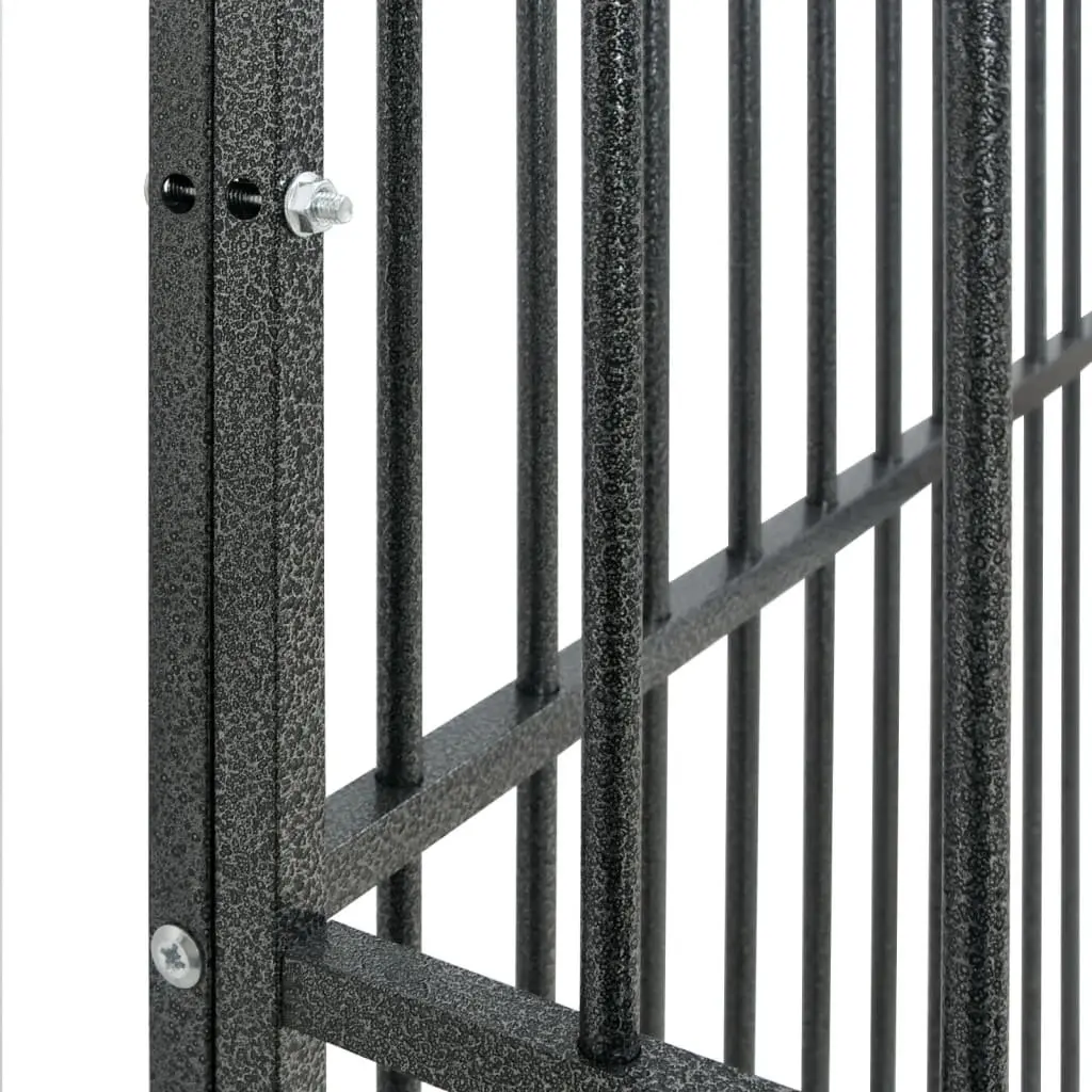 Dog Playpen Black 4 Panel Galvanised Steel Outdoor Pet Enclosure Exercise Pen