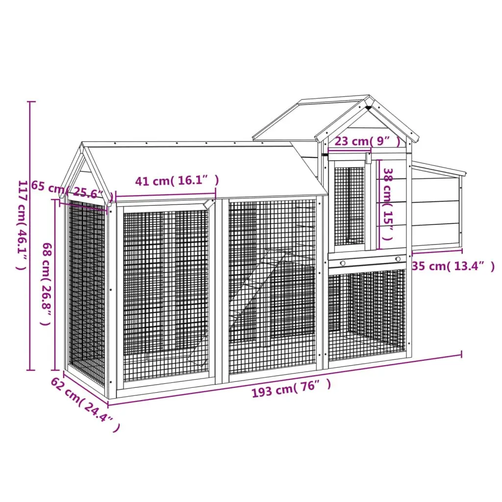 Chicken Coop Brown Solid Pine Wood Outdoor Nesting Box Ramp for Small Animals