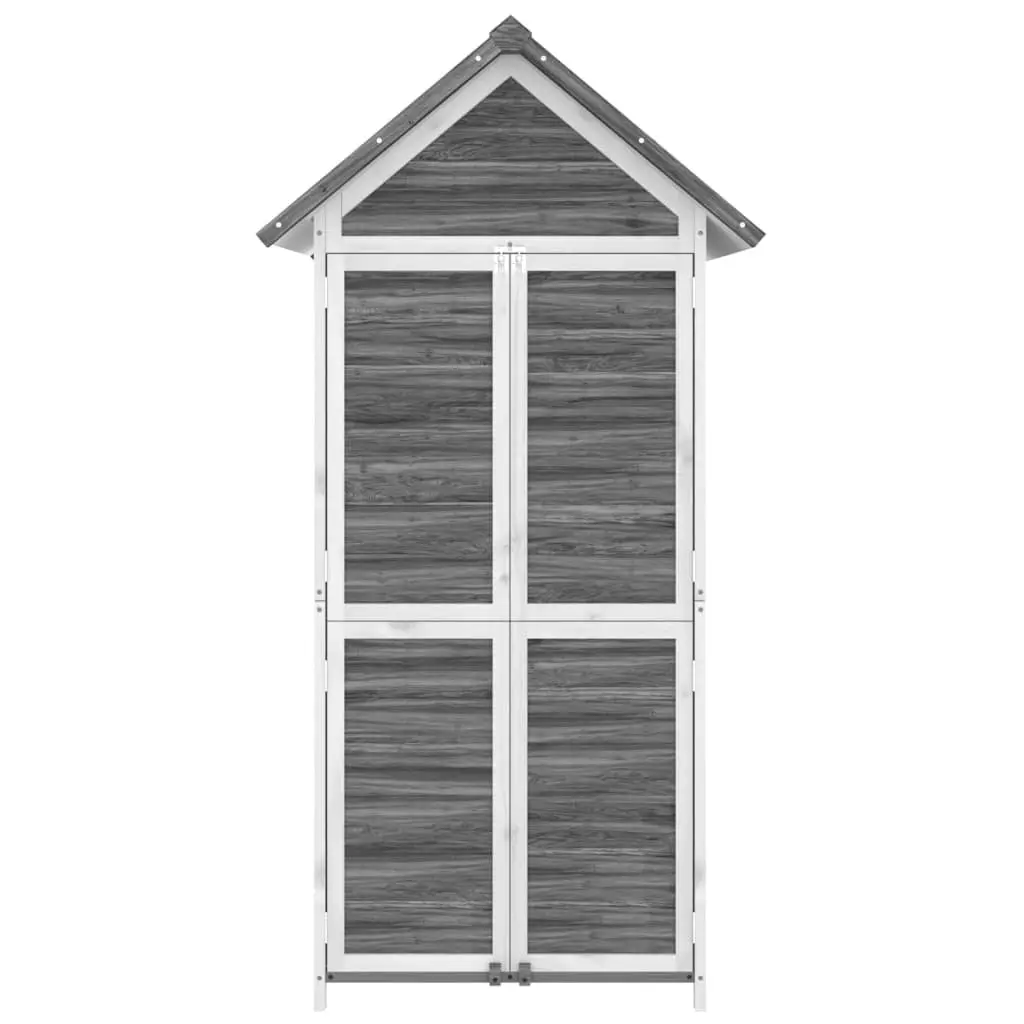 Garden Tool Shed Grey Solid Pine Wood Outdoor Storage Sloped Roof Rainproof