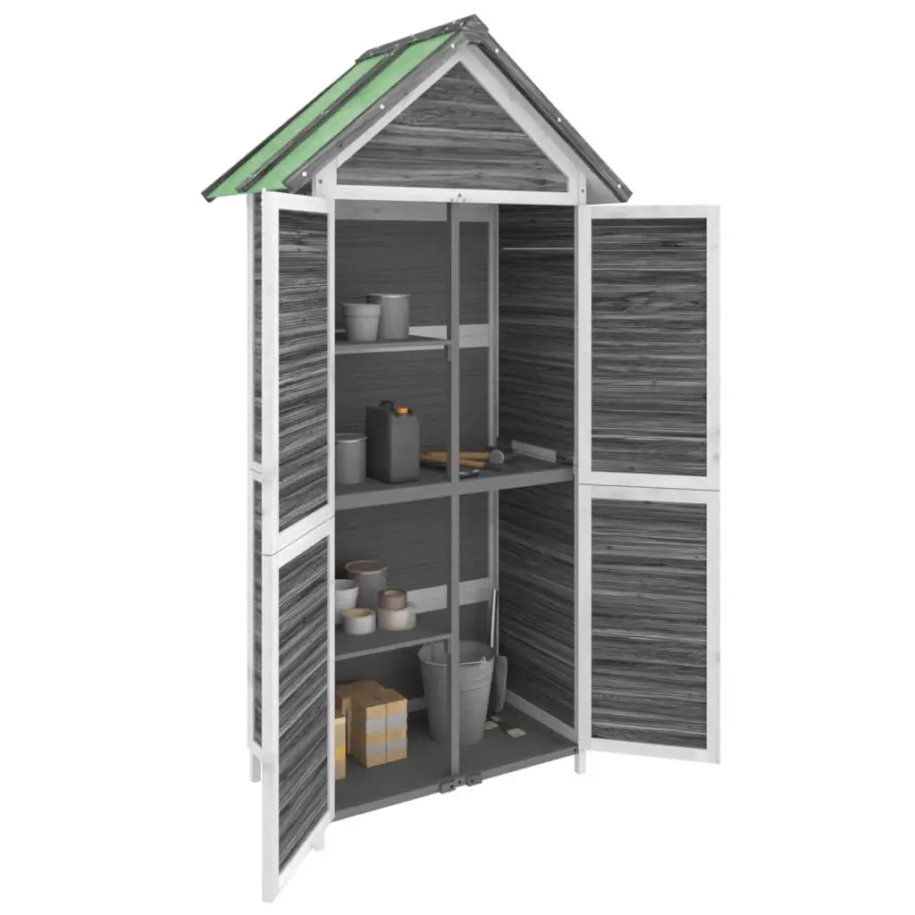 Garden Tool Shed Grey Solid Pine Wood Outdoor Storage Sloped Roof Rainproof
