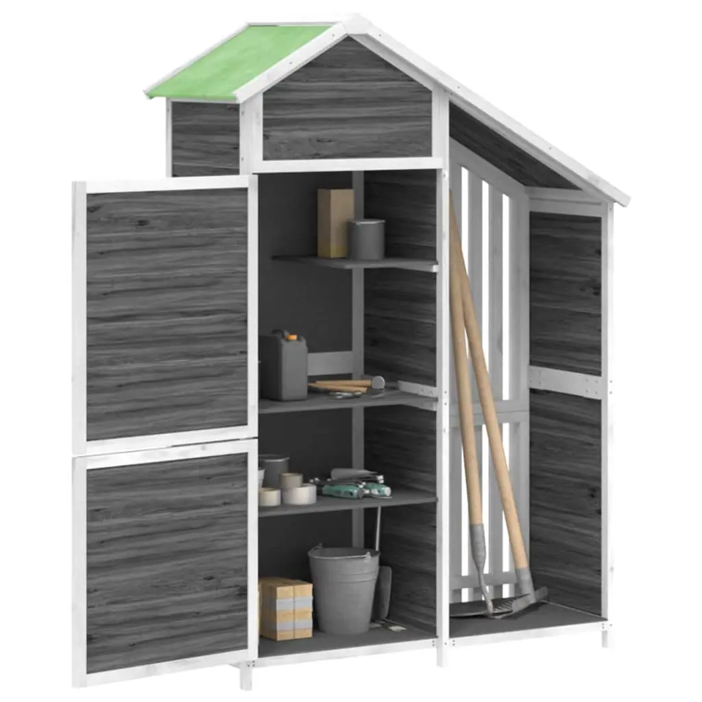 Garden Tool Shed Grey Solid Wood Pine Rainproof 120x53.5x170cm