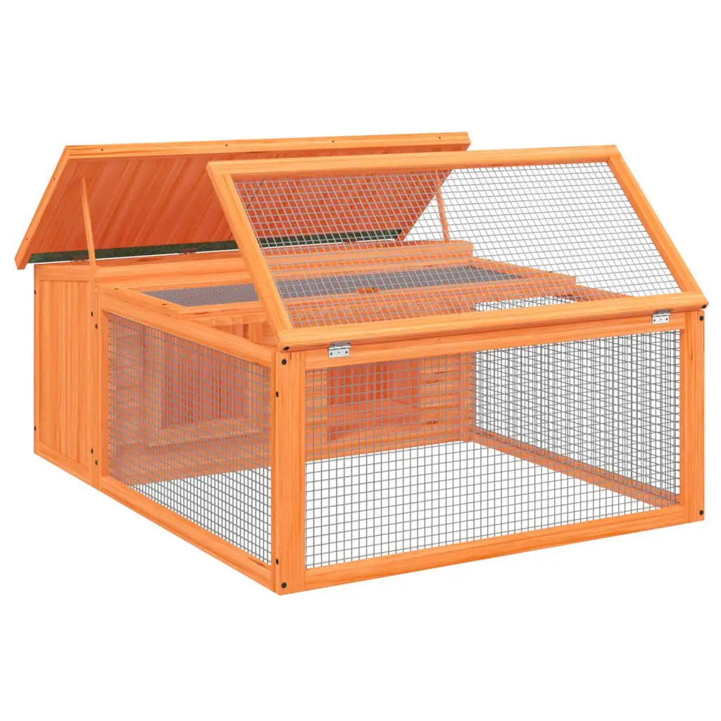 Rabbit Hutch Brown Solid Wood Multi-Level Outdoor Small Pet Cage