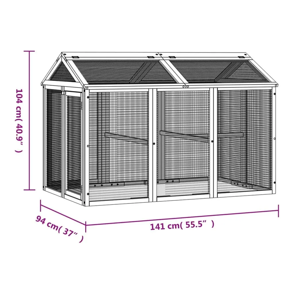Small Animal Run Box Brown 141x94x104cm Solid Pine Wood Construction