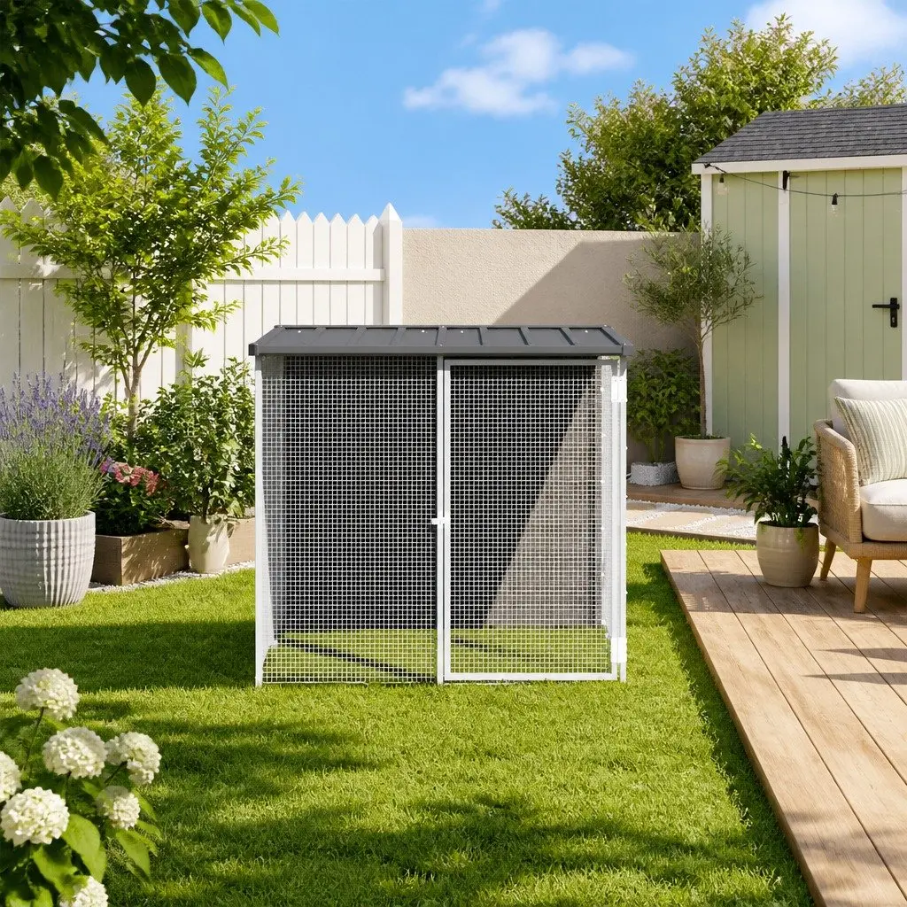 Chicken Cage Anthracite 103x98x90cm Galvanised Steel Coop with Roof