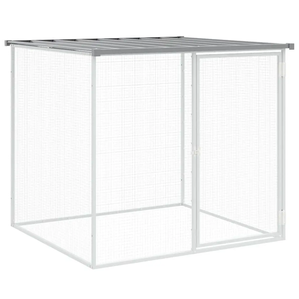 Chicken Cage Grey Galvanised Steel Small Animal Habitat Outdoor with Roof