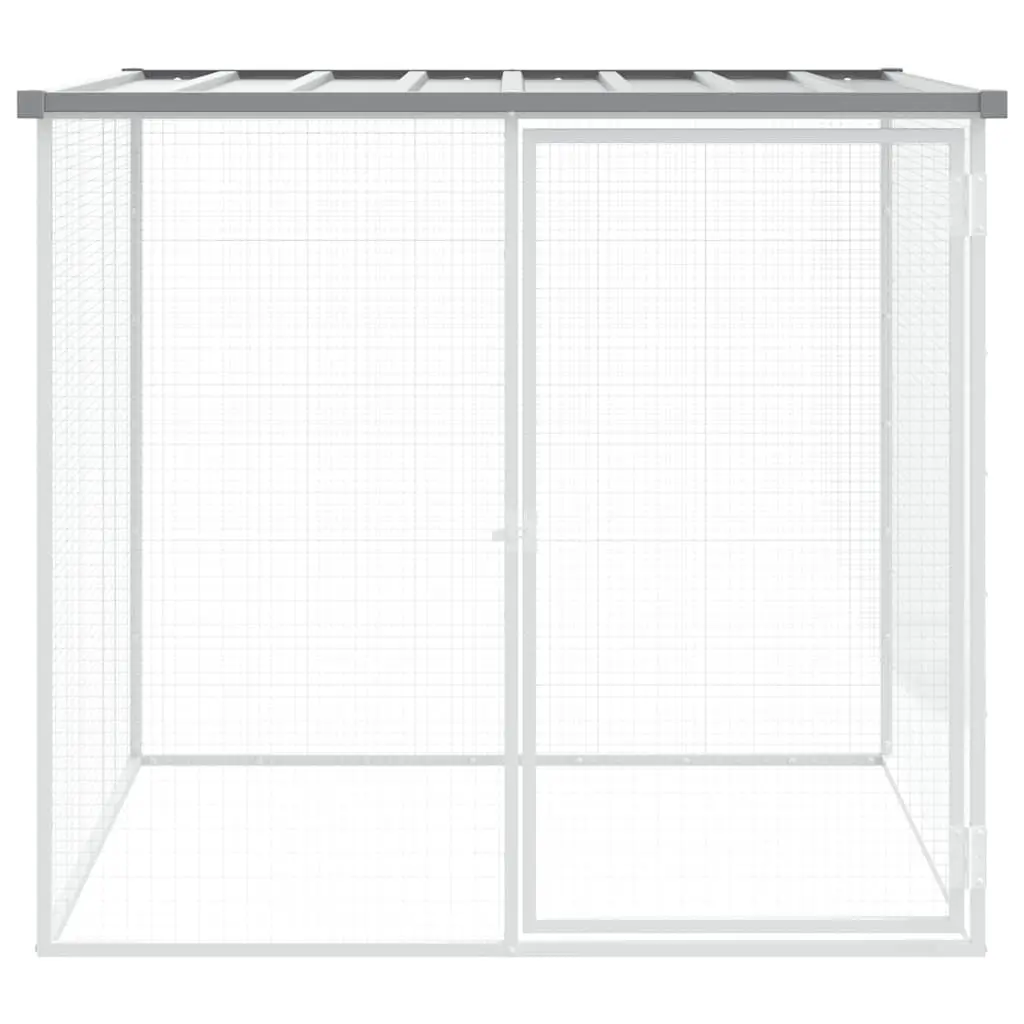 Chicken Cage Grey Galvanised Steel Small Animal Habitat Outdoor with Roof