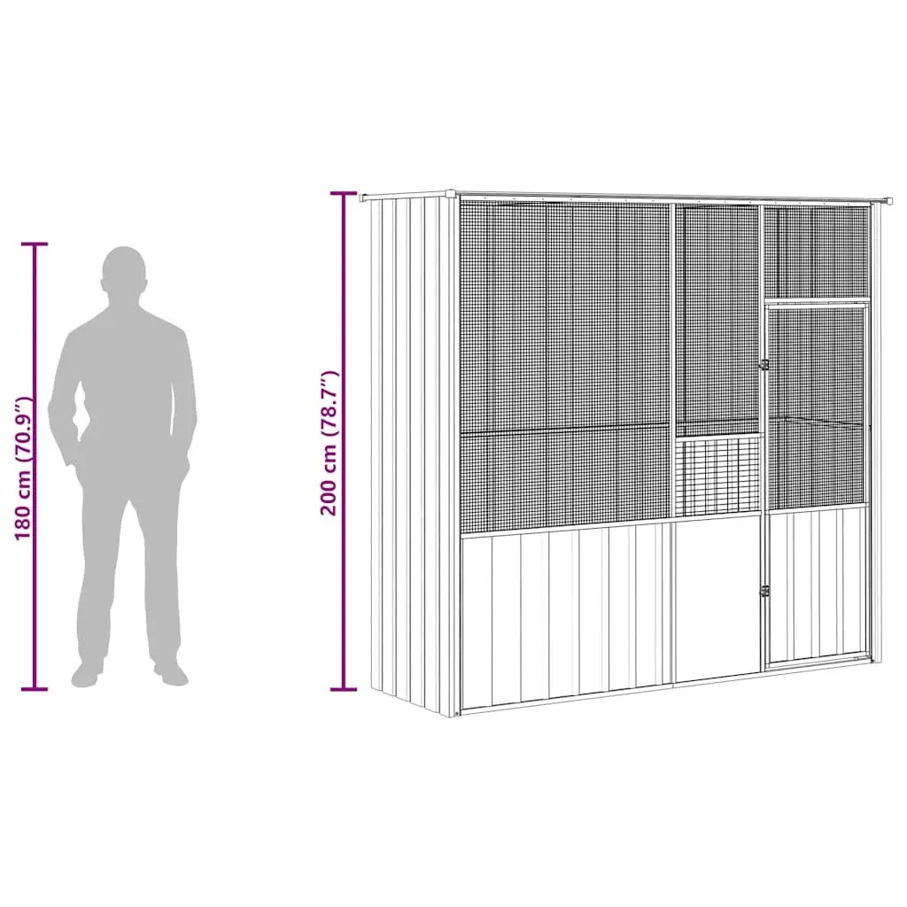Bird Cage Aviary Grey Large Galvanised Steel Frame Welded Fence