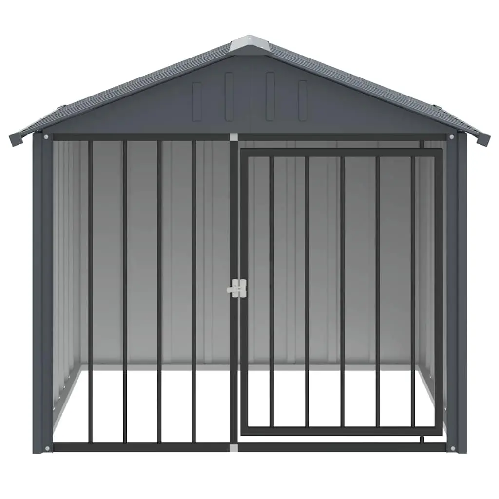 Dog House Black Outdoor Puppy Kennel with Roof Durable Galvanised Steel Construction