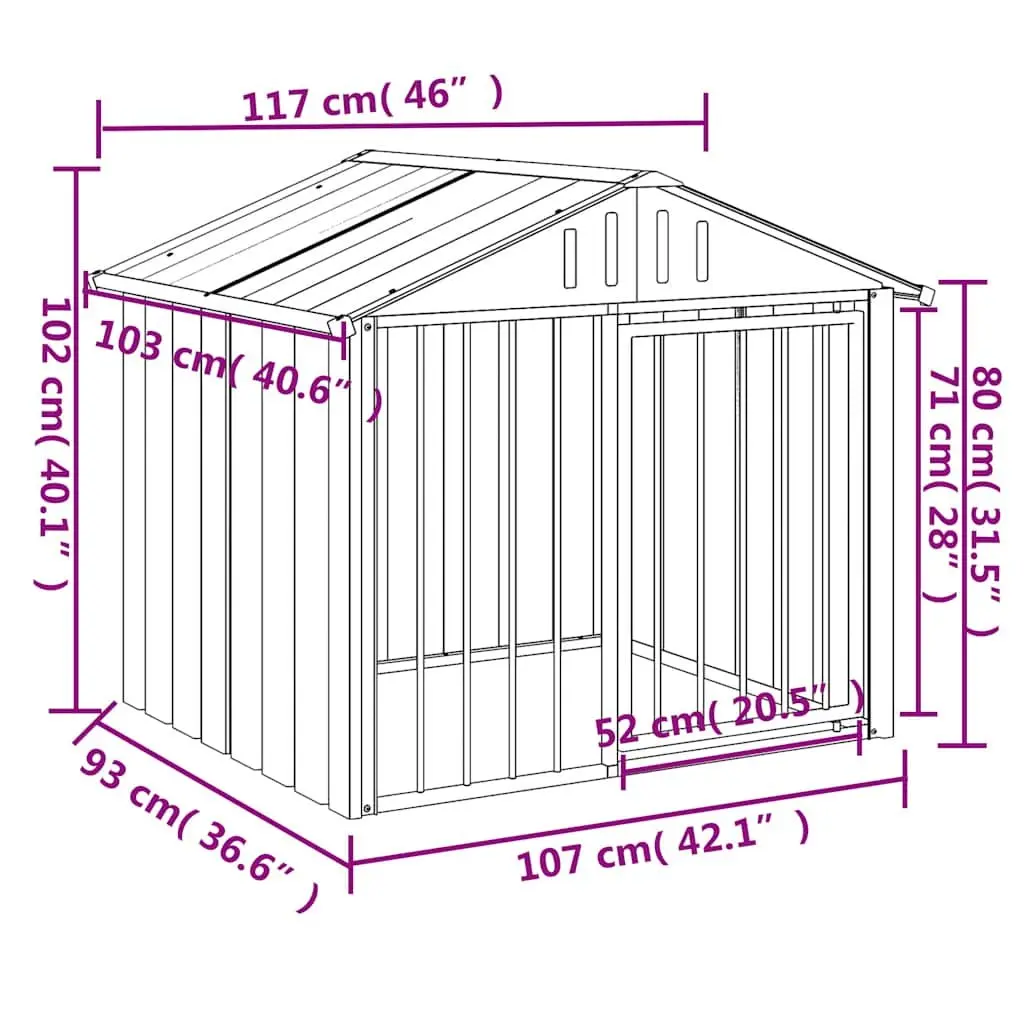Dog House Black Outdoor Puppy Kennel with Roof Durable Galvanised Steel Construction
