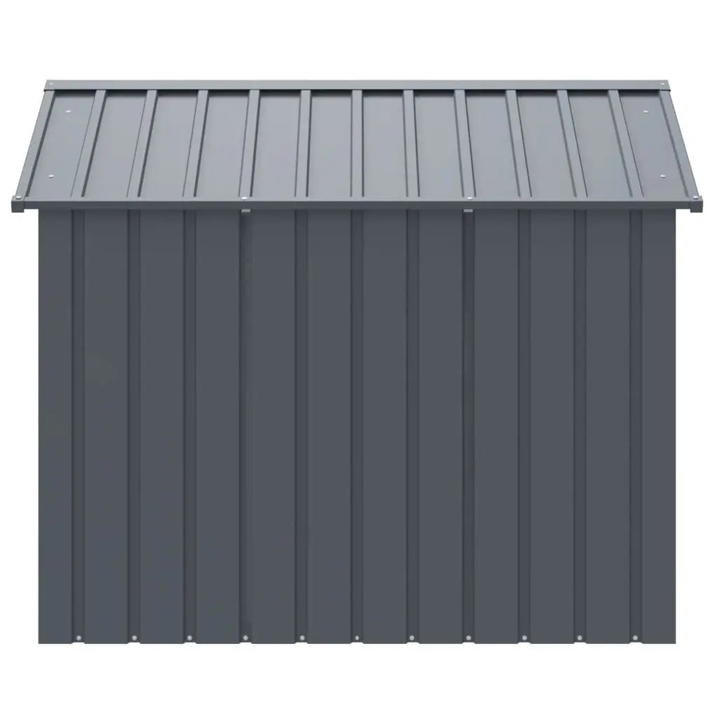 Dog House Anthracite Galvanised Steel Outdoor Pet Kennel Shelter with Roof