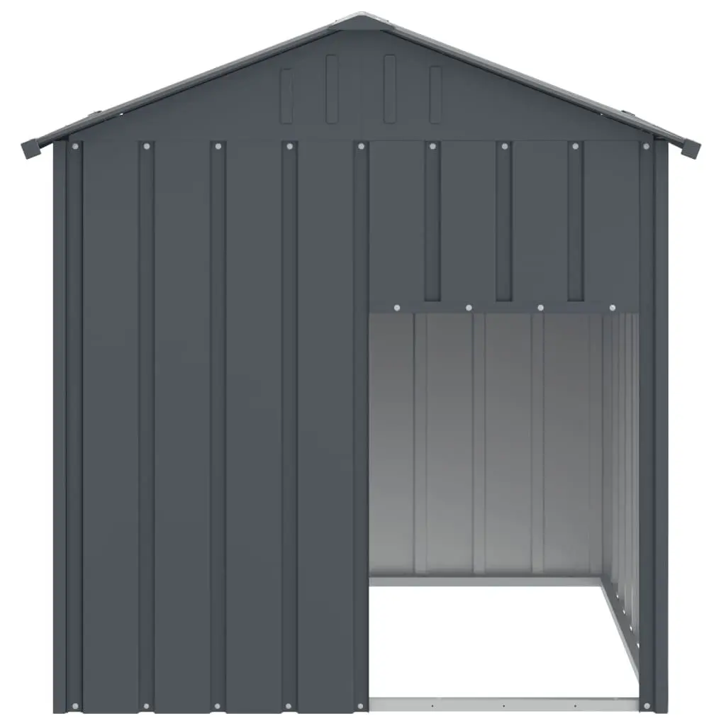 Dog Kennel Anthracite Galvanised Steel Outdoor Pet House with Roof