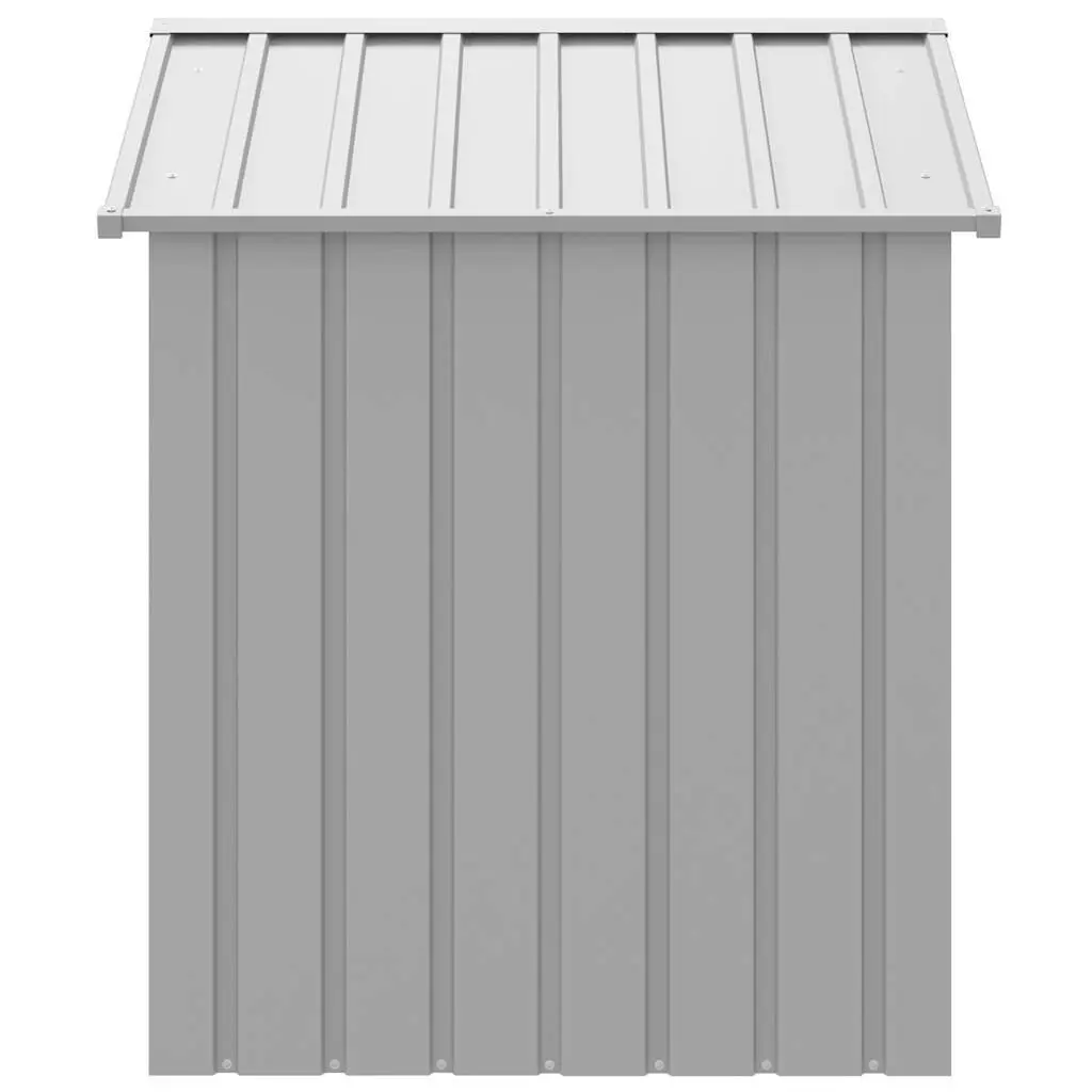 Dog Kennel Grey Outdoor Shelter with Roof Galvanised Steel Construction