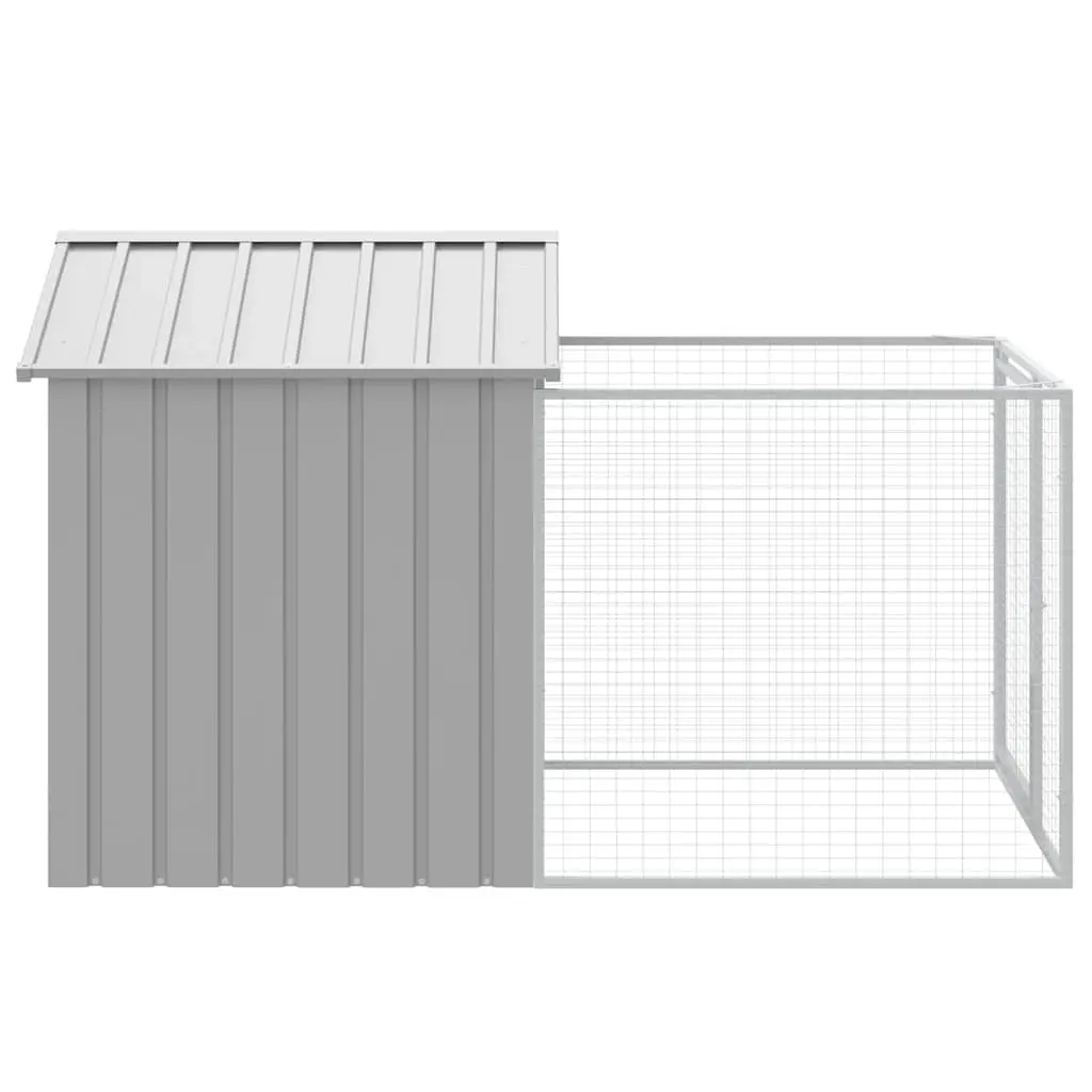 Dog Kennel Grey 117x201x123cm Galvanised Steel with Extended Run