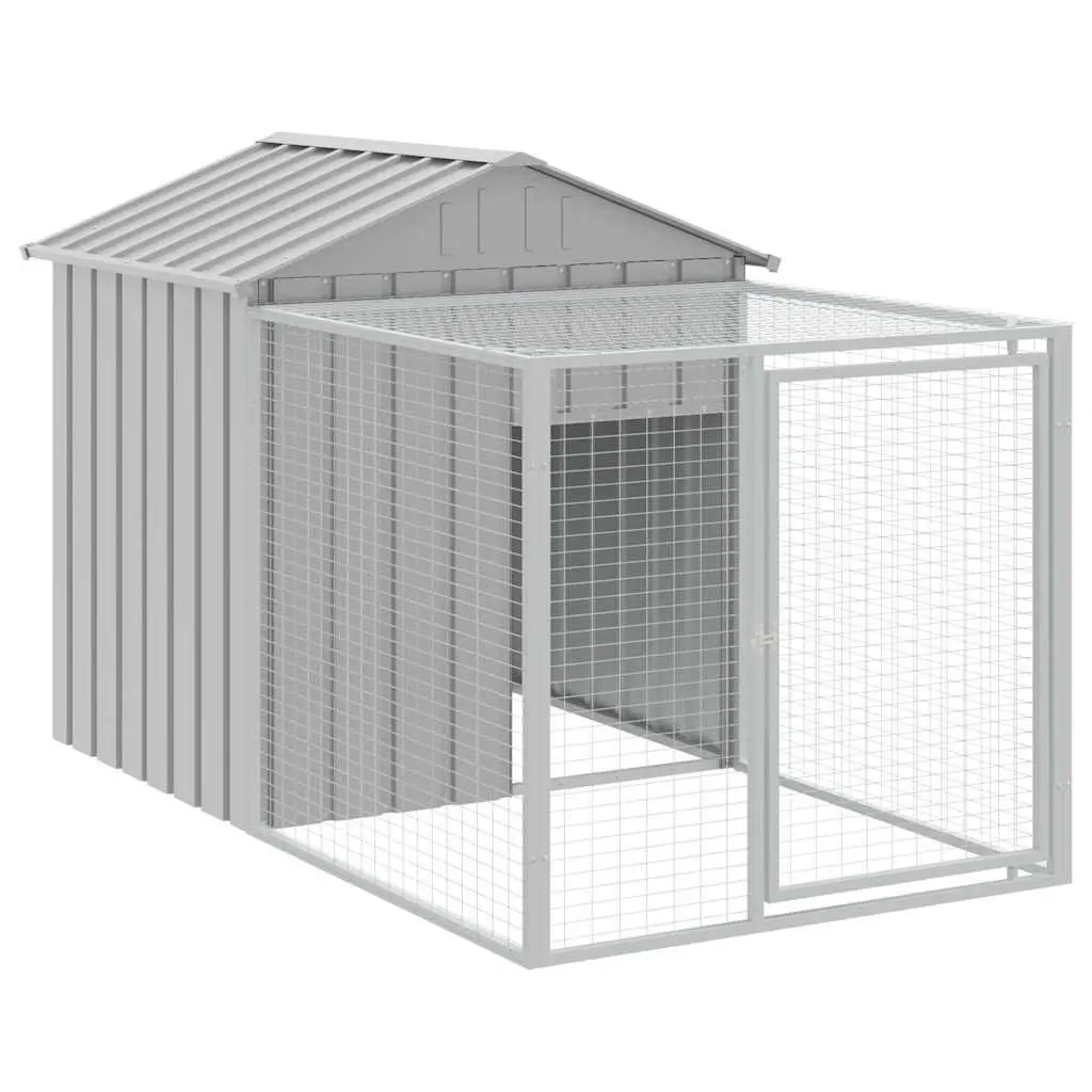 Chicken Cage with Run Light Grey Small Animal Habitat Galvanised Steel