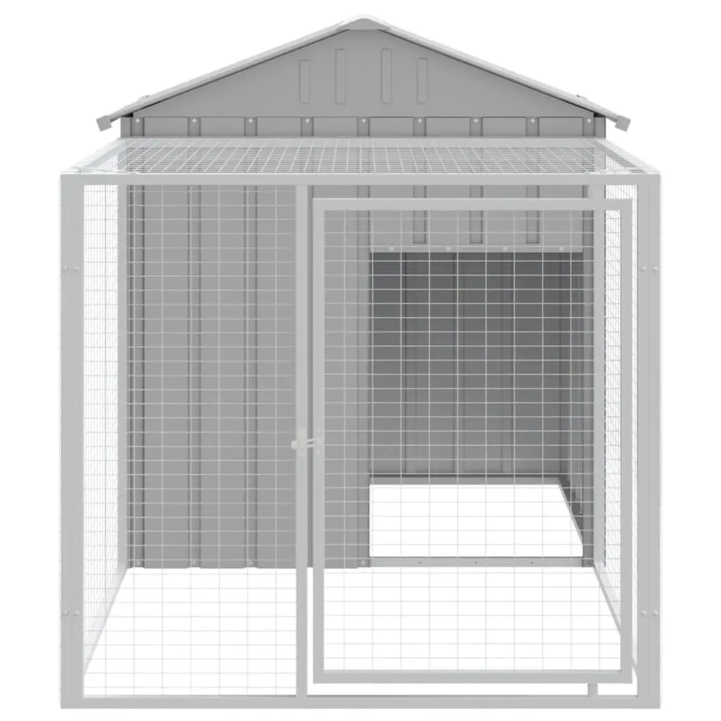 Chicken Cage with Run Light Grey Small Animal Habitat Galvanised Steel