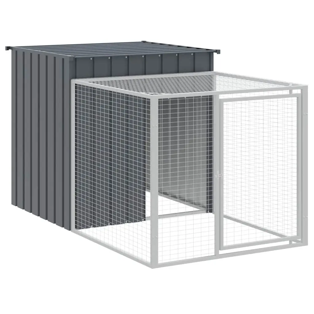 Chicken Cage Anthracite 110x201x110cm Galvanised Steel with Run for Small Animals