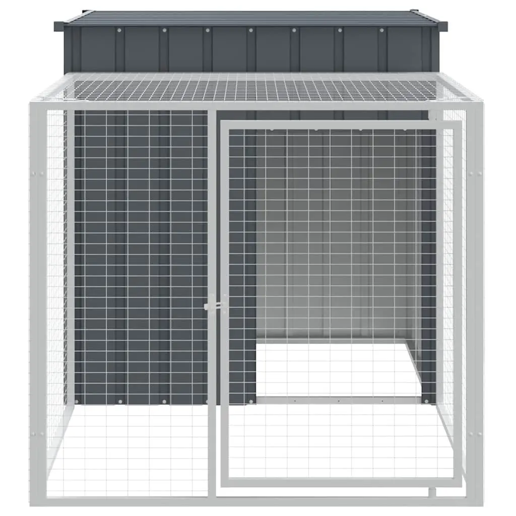 Chicken Cage Anthracite 110x201x110cm Galvanised Steel with Run for Small Animals