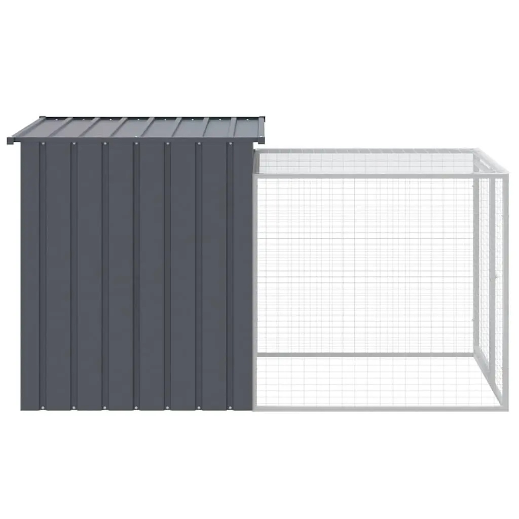 Chicken Cage Anthracite 110x201x110cm Galvanised Steel with Run for Small Animals