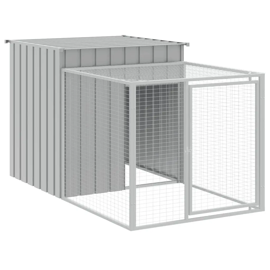 Chicken Cage Light Grey Galvanised Steel Small Animal Habitat Coop with Run