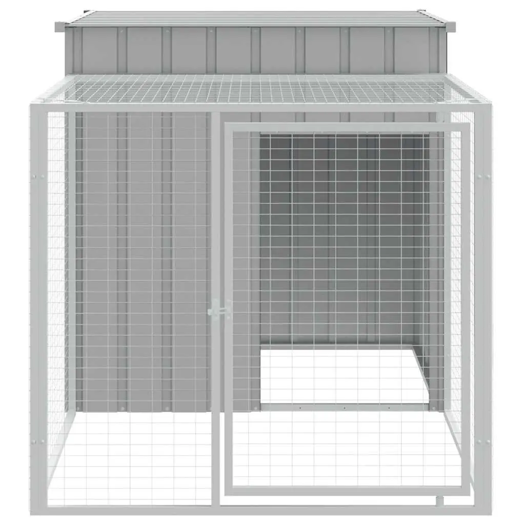Chicken Cage Light Grey Galvanised Steel Small Animal Habitat Coop with Run