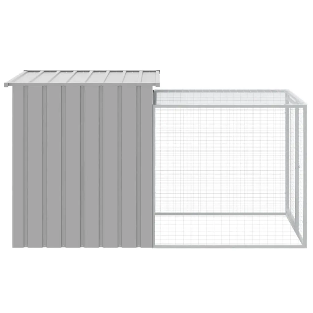 Chicken Cage Light Grey Galvanised Steel Small Animal Habitat Coop with Run