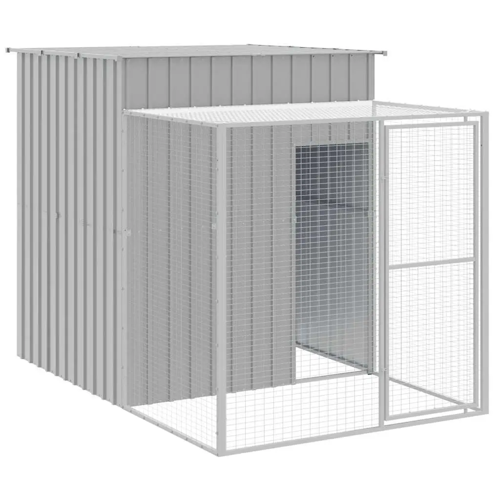 Chicken Cage with Run Light Grey 165x251x181cm Galvanised Steel Construction