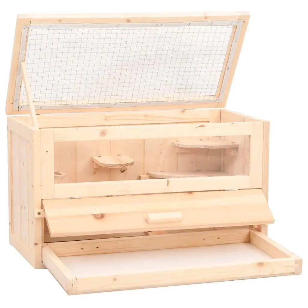 Hamster Cage Brown 60x30x35 cm Solid Fir Wood with Accessories