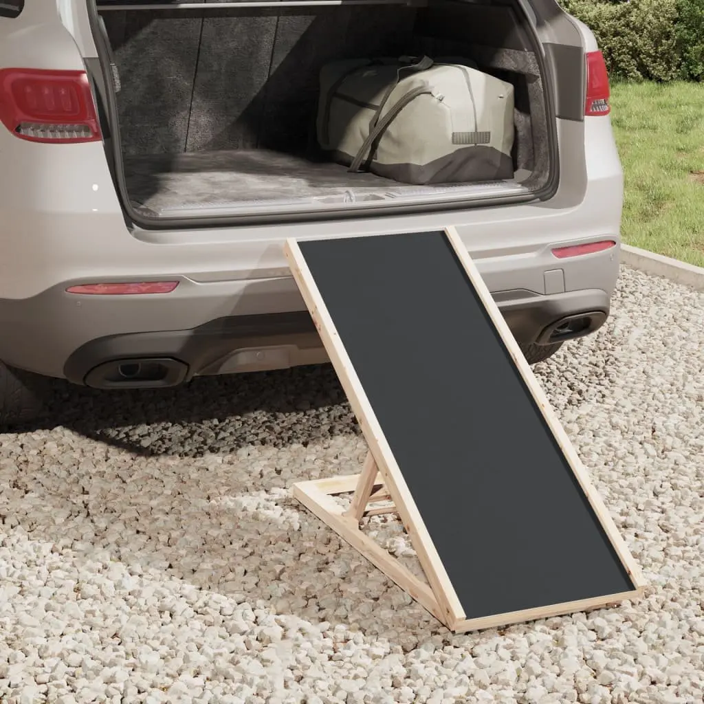 Dog Ramp Grey 100x40cm Foldable Adjustable Height Anti-slip Polyester Surface