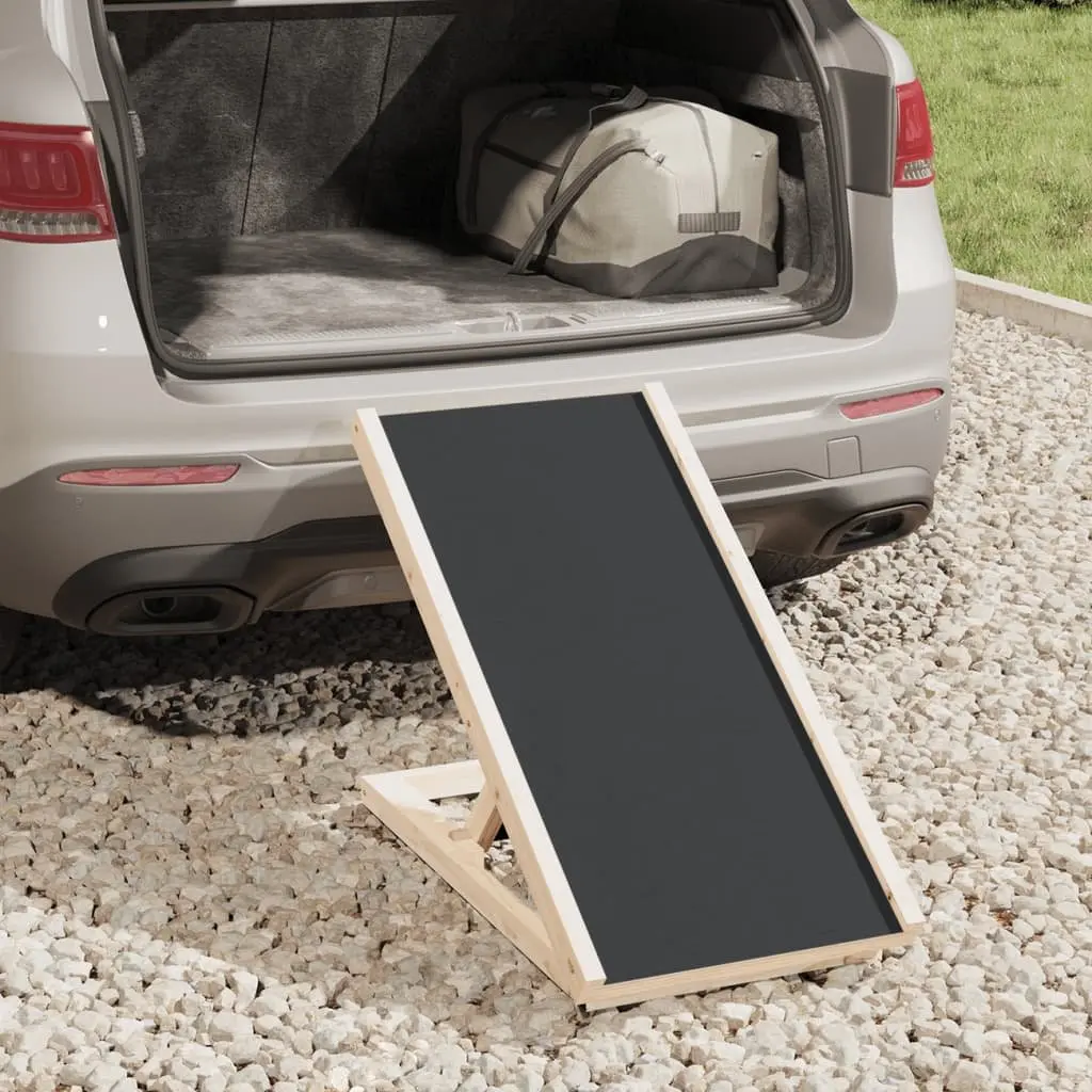Dog Ramp Grey Adjustable Height Foldable Portable Solid Wood Fir