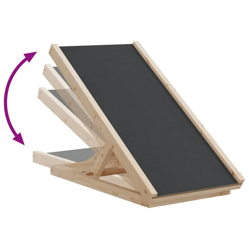 Dog Ramp Grey Adjustable Height Foldable Portable Solid Wood Fir