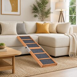 Dog Ramp Pet Steps 120cm Foldable Portable Access Bed Couch Car Grey Wood