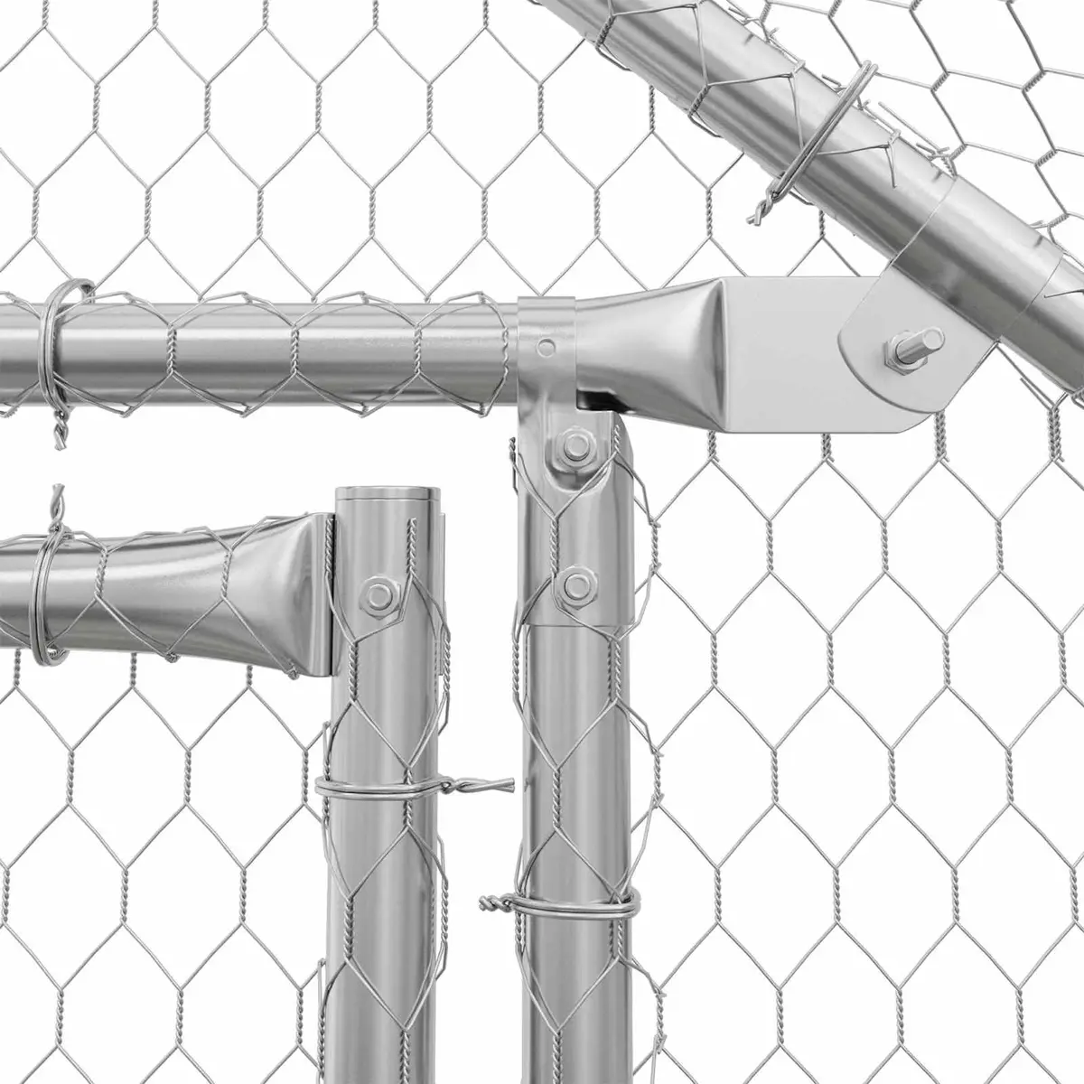 Chicken Cage Silver 100x100x190 cm Galvanised Steel Walk In Hen Run Poultry Pen