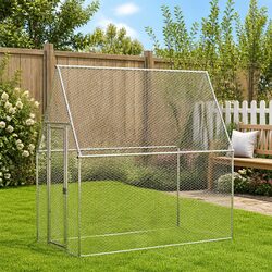 Chicken Cage Silver 200x100x190cm Outdoor Enclosure Small Animal Habitat Coop