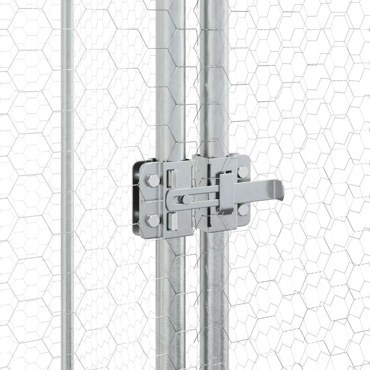 Chicken Cage Silver 200x100x190 cm Galvanised Steel Walk In Coop Hen House Run