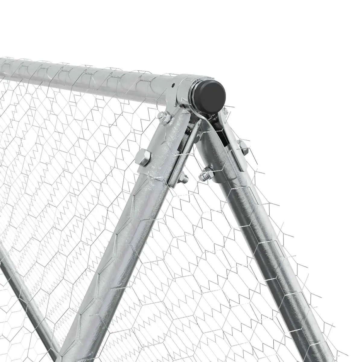 Chicken Cage Silver 200x100x190 cm Galvanised Steel Walk In Coop Hen House Run