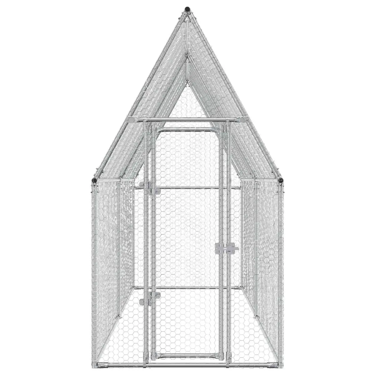 Chicken Cage Silver Galvanised Steel Outdoor Enclosure Spacious Habitat