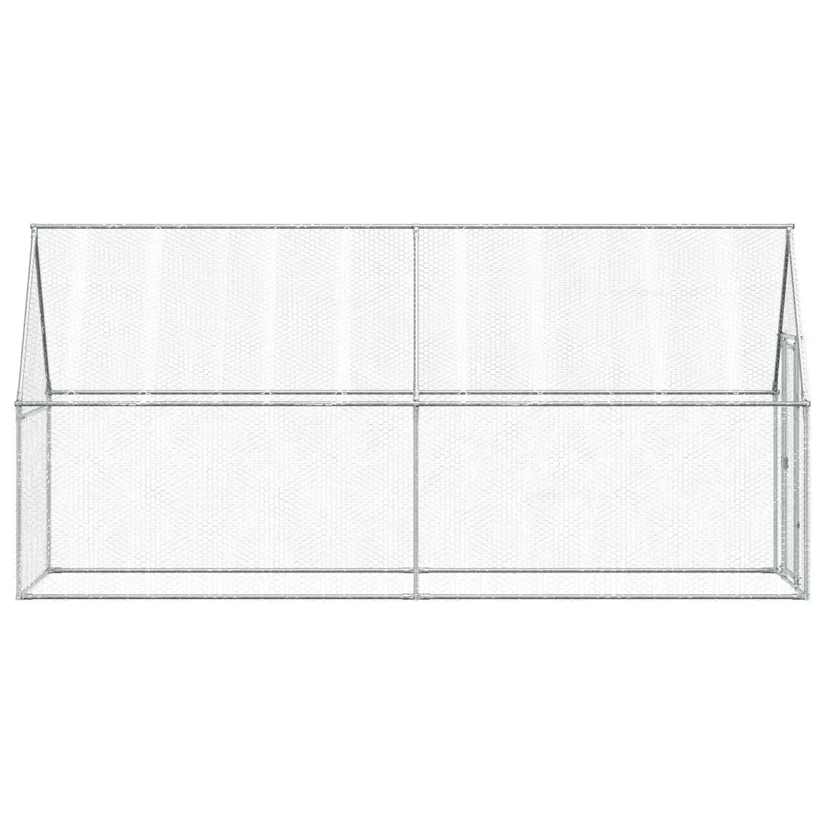 Chicken Cage Silver Galvanised Steel Outdoor Enclosure Spacious Habitat