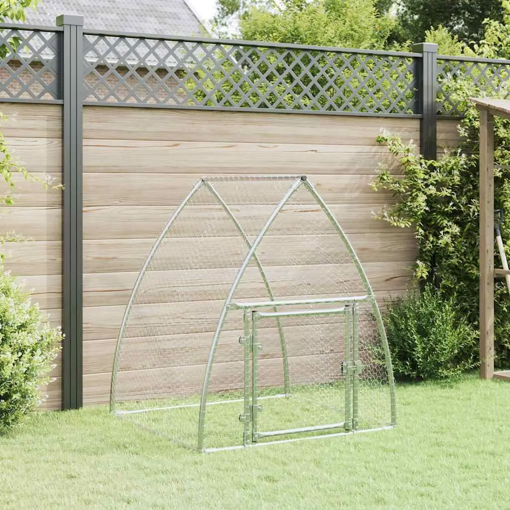 Outdoor Enclosure for Small Animals Silver Galvanised Steel Walk-in Chicken Cage 100x105x120cm