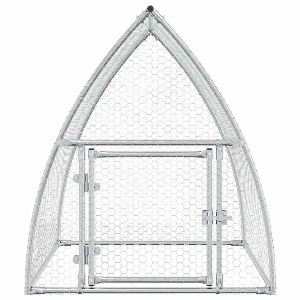 Outdoor Enclosure for Small Animals Silver Galvanised Steel Walk-in Chicken Cage 100x105x120cm