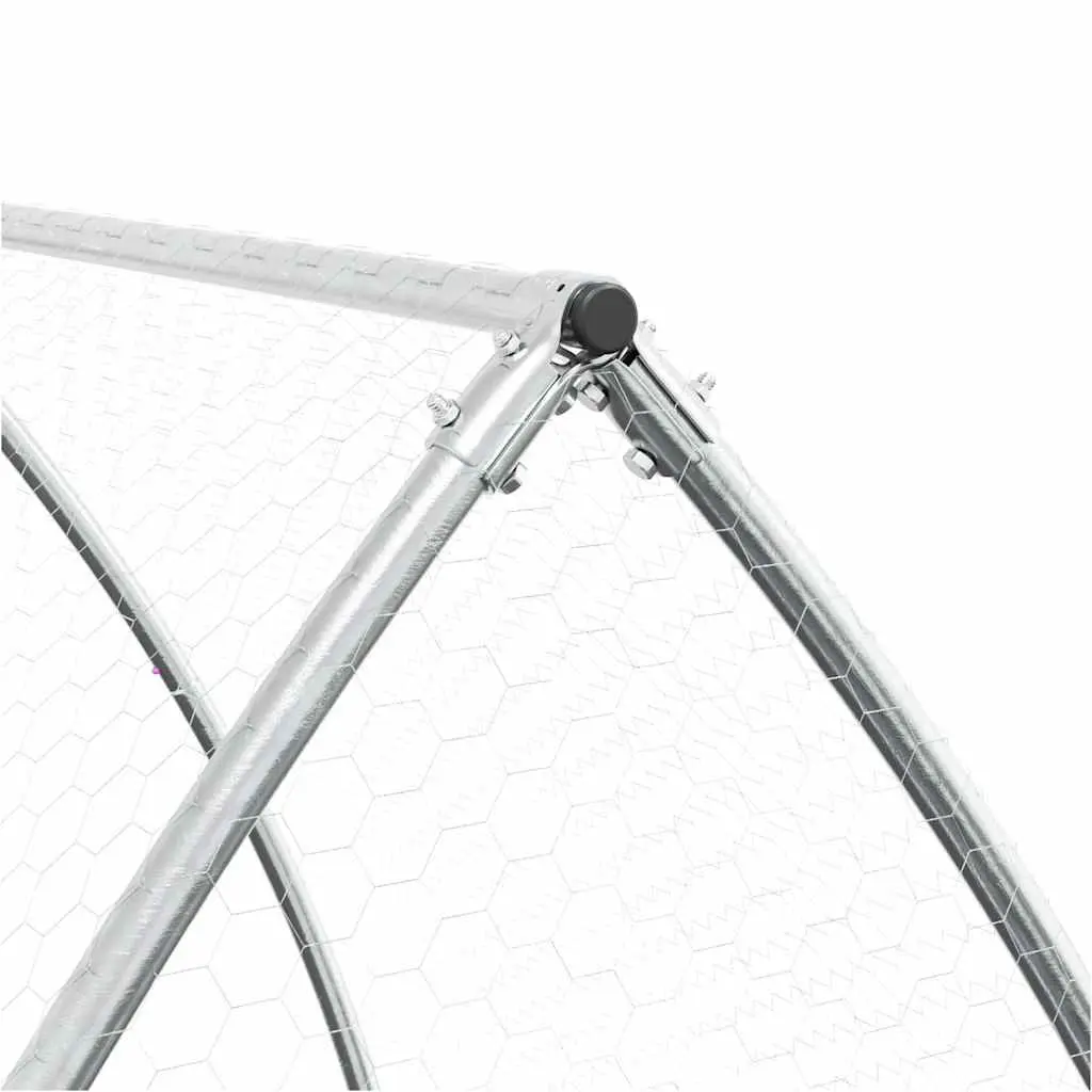 Outdoor Enclosure for Small Animals Silver Galvanised Steel Walk-in Chicken Cage 100x105x120cm