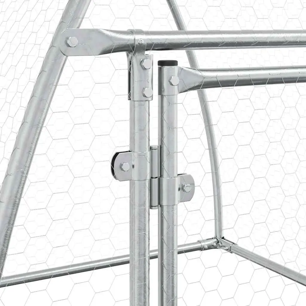 Outdoor Enclosure for Small Animals Silver Galvanised Steel Walk-in Chicken Cage 100x105x120cm