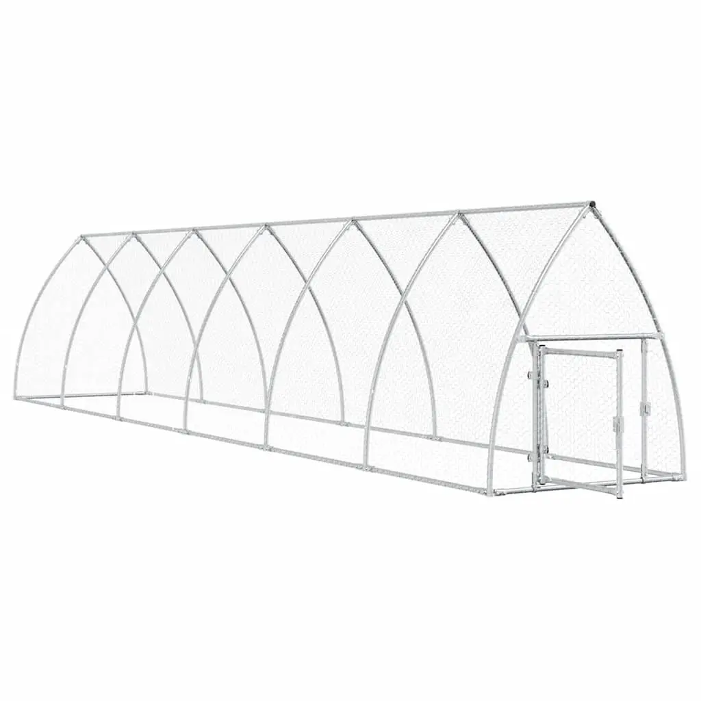 Chicken Cage Silver 600x105x120cm Galvanised Steel Outdoor Enclosure for Small Animals Hens