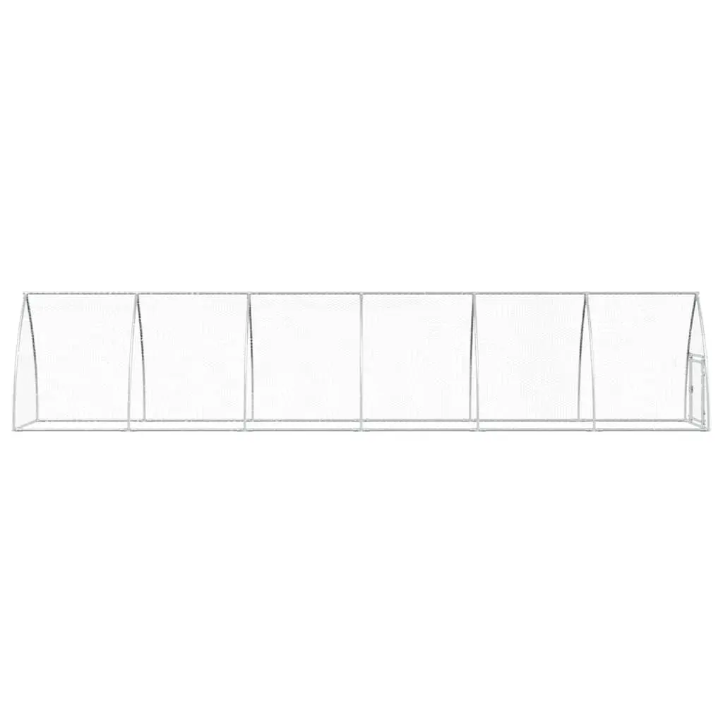 Chicken Cage Silver 600x105x120cm Galvanised Steel Outdoor Enclosure for Small Animals Hens