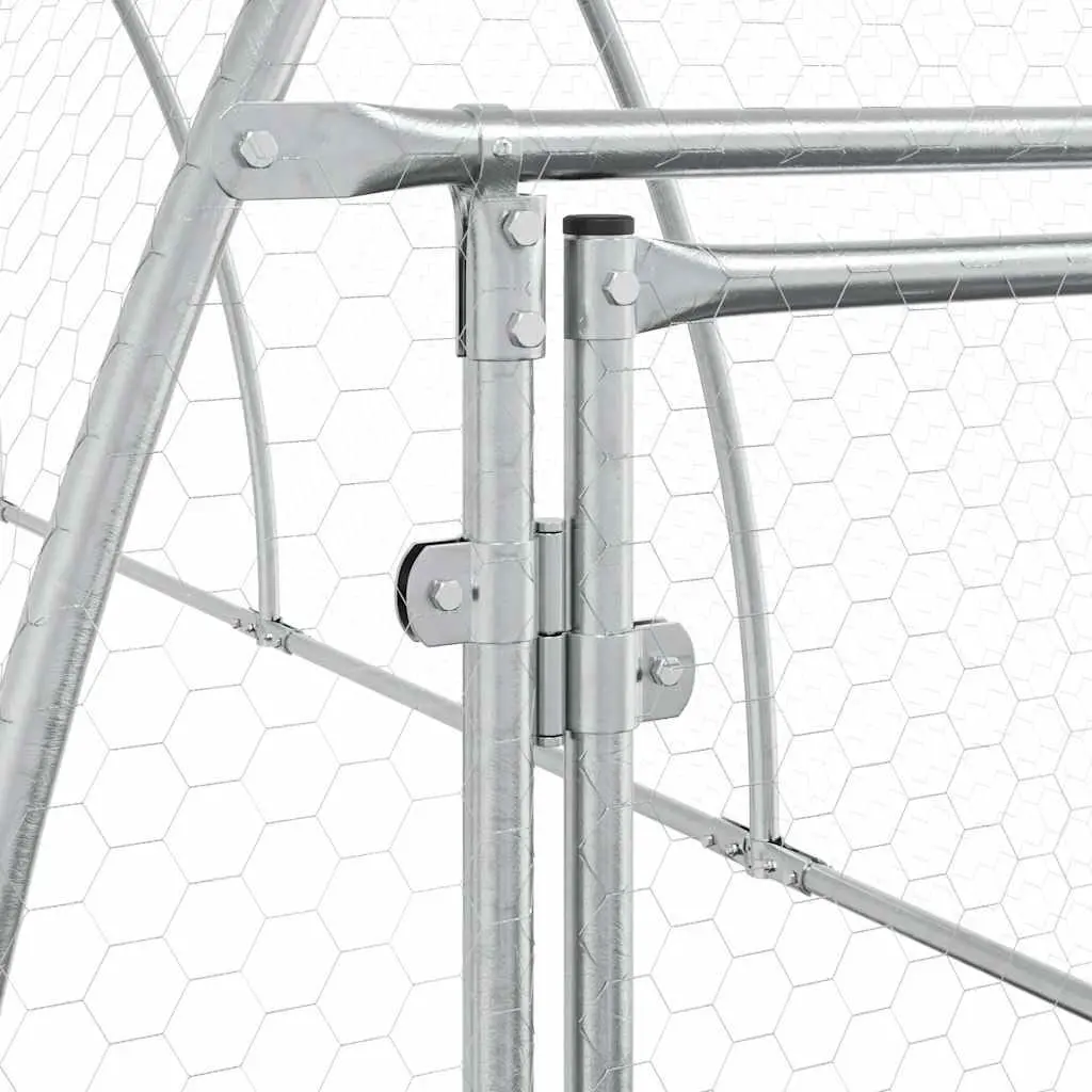 Chicken Cage Silver 600x105x120cm Galvanised Steel Outdoor Enclosure for Small Animals Hens